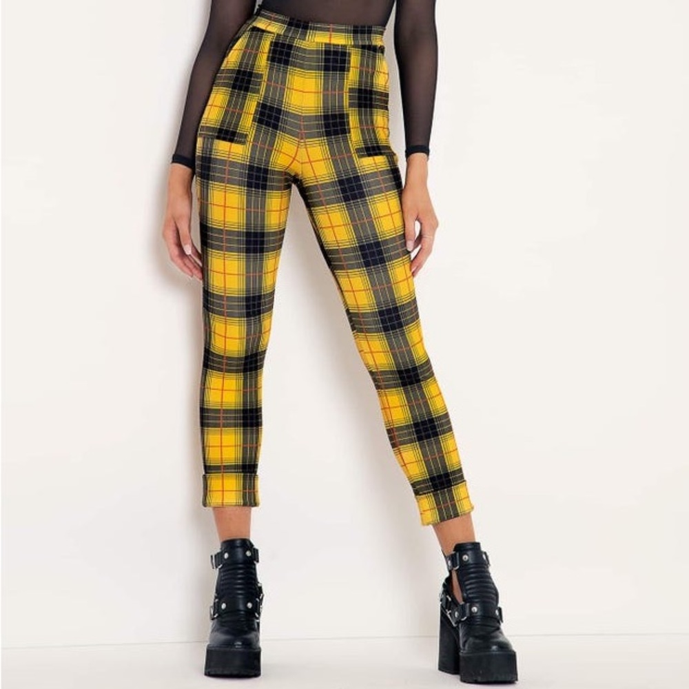 BlackMilk Tartan Grunge Cuffed Pants